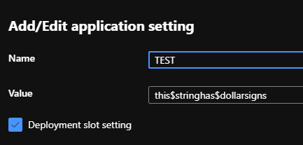 Screenshot of the Azure Applications Settings tab